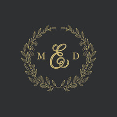 Elegant floral logo. Wedding logo design.