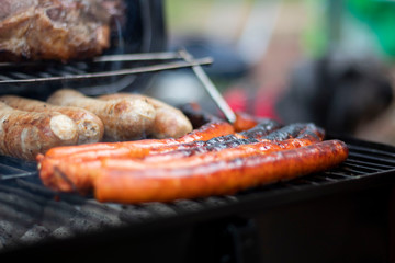 Sausages on grill