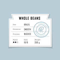 Retro vintage coffee beans label.