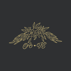 Elegant floral logo. Wedding logo design.