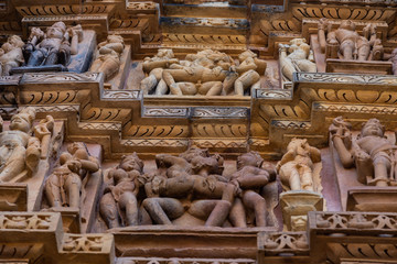 Stone carved temple in Khajuraho, Madhya Pradesh, India