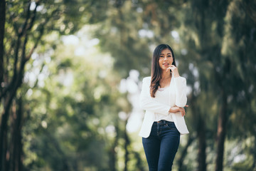 smart businesswomen in the garden