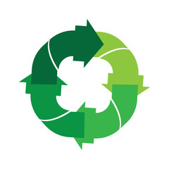 green arrow recycle logo vector icon template
