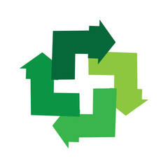 green arrow recycle logo vector icon template