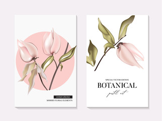 Physalis tender flowers and leaves greeting card concept. Design template of business cards with abstract spring flowers for the hotel, beauty salon, spa, restaurant, club. Vector illustration