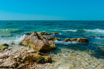 Seascape background- sea and stones