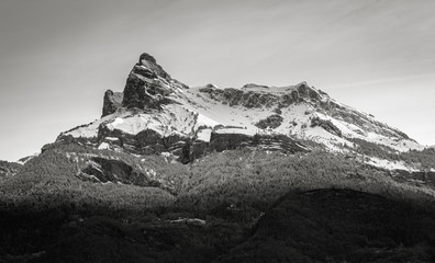 T&Atilde;&ordf;te du Colonney, sunset at a mountain top in French alps