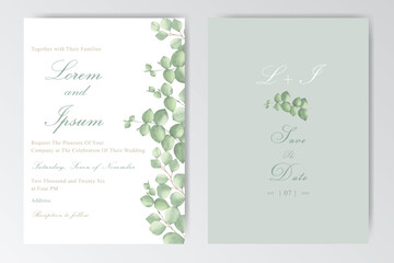 Beautiful watercolor wedding card template with Foliage
