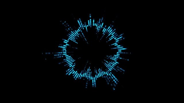 Visualization of voice record, artificial intelligence. Music equalizer, audio waves sound digital player waveform, hud tune bar, recorder signal. Available in 4K video render footage.