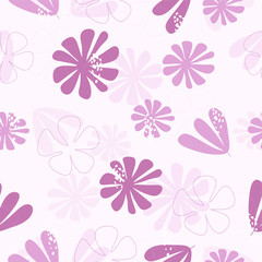 Cute hand drawn vintage floral pattern seamless background vector illustration for design