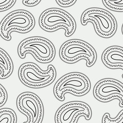 black Paisley seamless pattern print background design