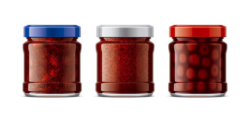 Set of Glass Jar with Jam. 