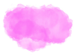 Pink watercolor cloud splash on white background.