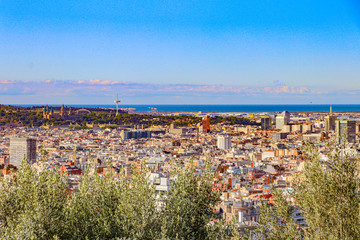 The beautiful skyline of Barcelona, Spain