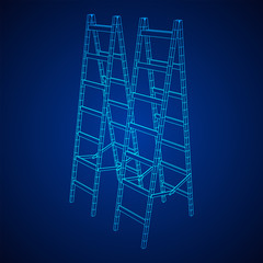 Step ladder. Wireframe low poly mesh vector illustration