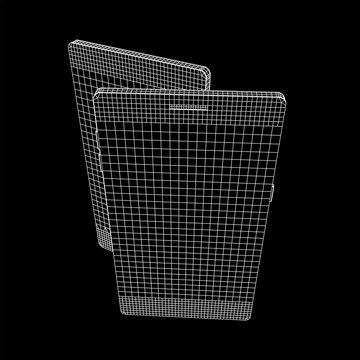 Smartphone mobile touch screen display. Polygonal geometric design connected lines. Wireframe low poly mesh vector illustration.