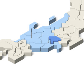 日本地図 中部地方 山梨県