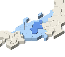 日本地図 中部地方 長野県