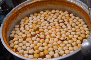 Meatball Curry for Rice noodles at thailand street food night market