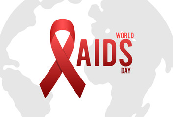 Aids Awareness Red Ribbon. World Aids Day concept. Vector Illustration