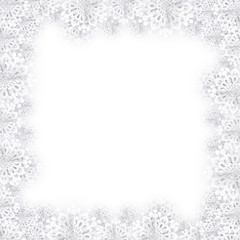 Christmas White Paper Snowflakes Frame Background