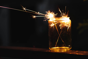 sparkler in glass
