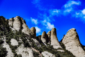 Mountain range in  Santa Maria de Montserrat abbey in Monistrol, Catalonia, Spain