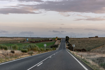 Lonely road passing through villages of Extremadura