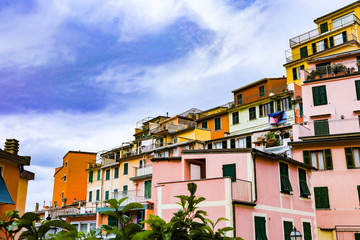 Fototapeta na wymiar In Cinque Terre, the Riomaggiore village is a small village in the Liguria region of Italy.