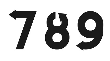 Font alphabet design with black arrow. Flat logo design. Vector typeface