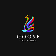 creative goose with dark background logo templates