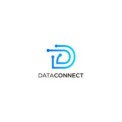 Modern logo design of letter D and data or connection with blue and white background - EPS10 - Vector.