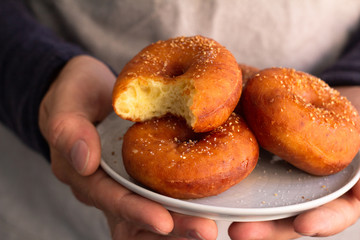 donuts on a plate close up