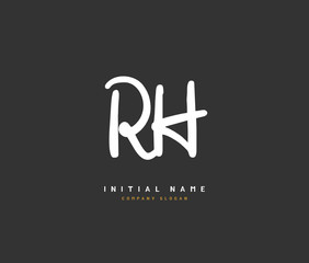 R H RH Beauty vector initial logo, handwriting logo of initial signature, wedding, fashion, jewerly, boutique, floral and botanical with creative template for any company or business.