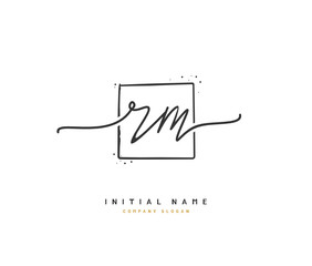 R M RM Beauty vector initial logo, handwriting logo of initial signature, wedding, fashion, jewerly, boutique, floral and botanical with creative template for any company or business.