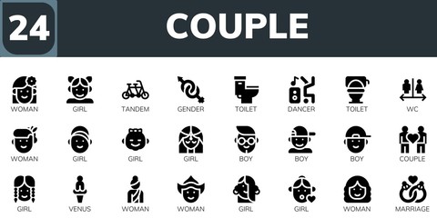 Modern Simple Set of couple Vector filled Icons