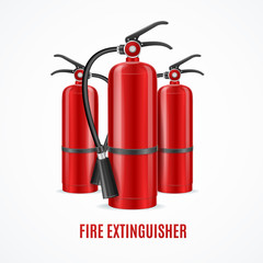 Realistic Detailed 3d Fire Extinguisher Concept on a White. Vector