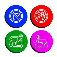 Set of highway icons such as No turn right, No overtaking, Route , highway