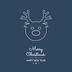 Christmas greetings with hand drawn reindeer. Vector.