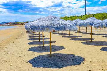 Exploring the eastrn coast around Pescara, Italy filled with golden beaches and tiki umbrellas