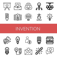 Set of invention icons such as Idea, Lightbulb, Innovation, Creative, Lamp, Creativity, Light bulb, Glow, Artificial light , invention