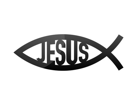 Christian symbol Ichthys, Jesus fish. Vector stock illustration.