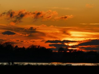 sunset over lake