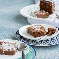 Yummy sliced chocolate cake,holday dessert themes