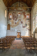 Fototapeta premium interior view of the Church of Saint Melaine in Rennes with a giant wall mural