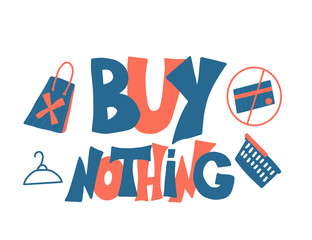 Buy nothing day text. Vector color emblem.