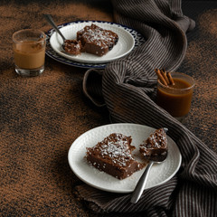 Yummy sliced chocolate cake,holday dessert themes