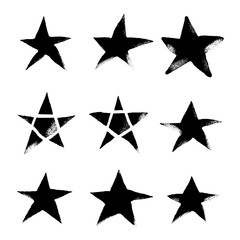 Stars set in doodle style. Vector illustartion.