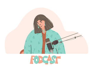 Podcast concept. Vector social media blog design.