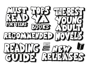 Obraz premium Young adults book phrases set. Vector illustartion